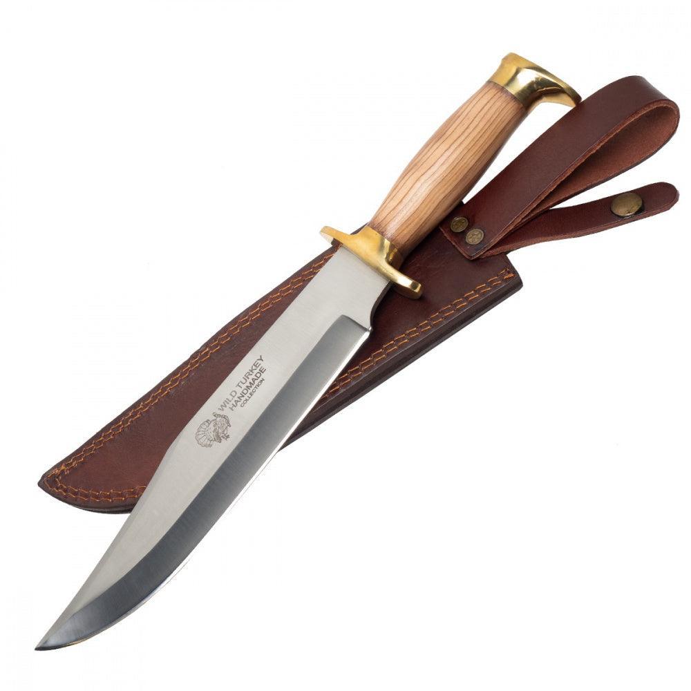 WT - Håndlaget Wood Bowie Kniv med Lærslire - Game-On.no