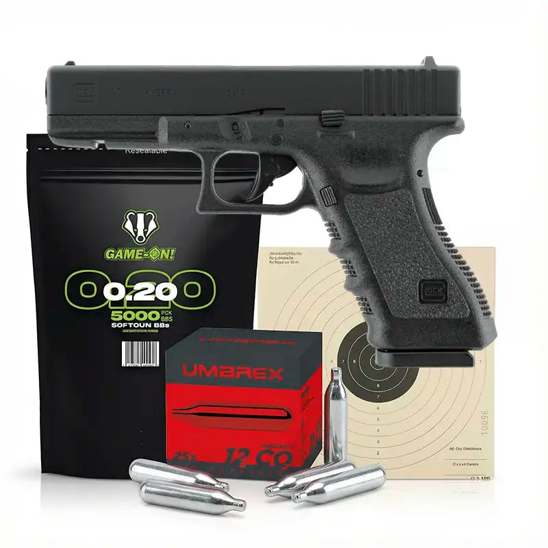 Glock 17 CO2 komplett startpakke - 25x12g & 5000 kuler – Game-On.no