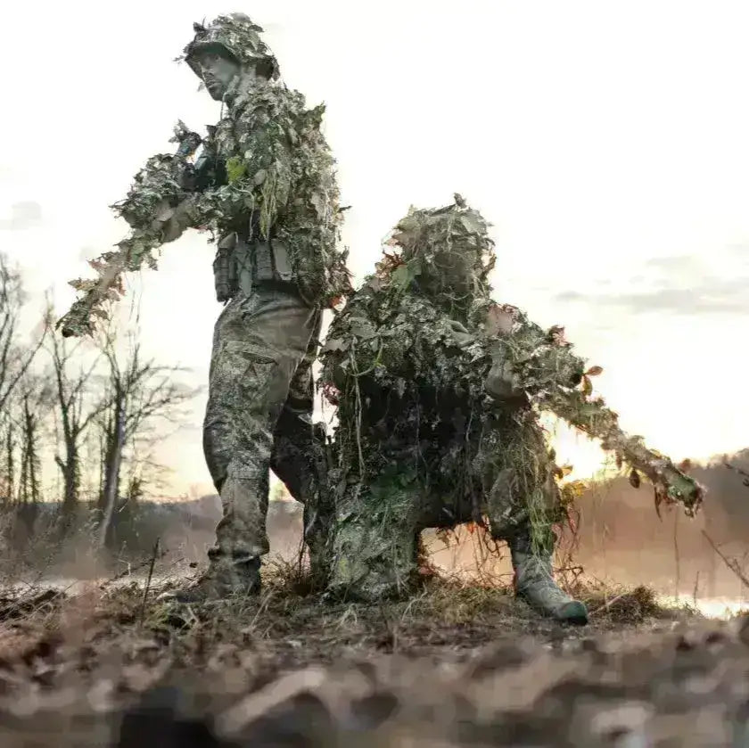 3D Ghillie / Kamuflasjedrakt 2.0 med Skulderfeste - Amber og Everglade - Game-On.no