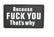 3D Patch - Because Fuck You Thats Why - PVC Svart - Game-On.no