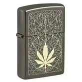 Zippo Lighter - Cannabis Design Black Ice