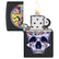 Zippo Lighter - Blacklight Skull Design - Matt Svart Lighter