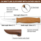 BeaverCraft C4S Spikkekniv m/Skinnslire - mål og detaljer