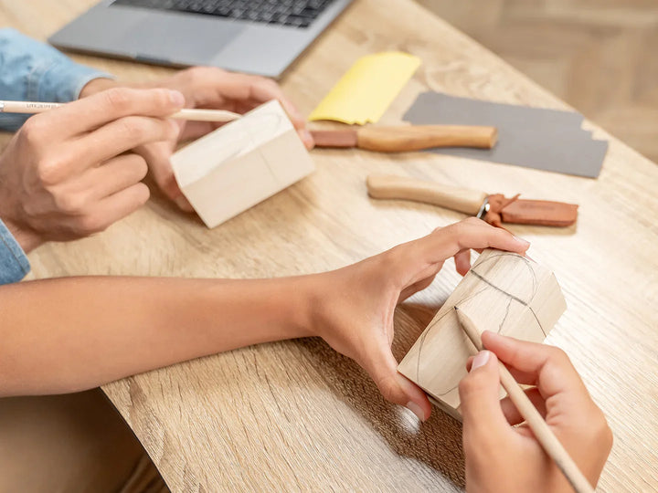 DIY09 Familie Treskjæresett - 2stk Kniver - Alt du trenger inkludert!