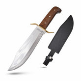 WT - Håndlaget Wood Bowie Kniv med Lærslire