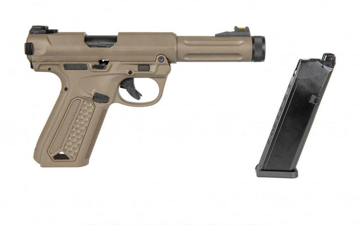 Action Army - AAP-01 Assassin Semi/Fullauto Softgun Pistol - Tan - Game-On.no