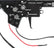 Specna Arms Aether gearbox, nærbilde av skallet med 8mm-merking, AoE og trigger adjustment