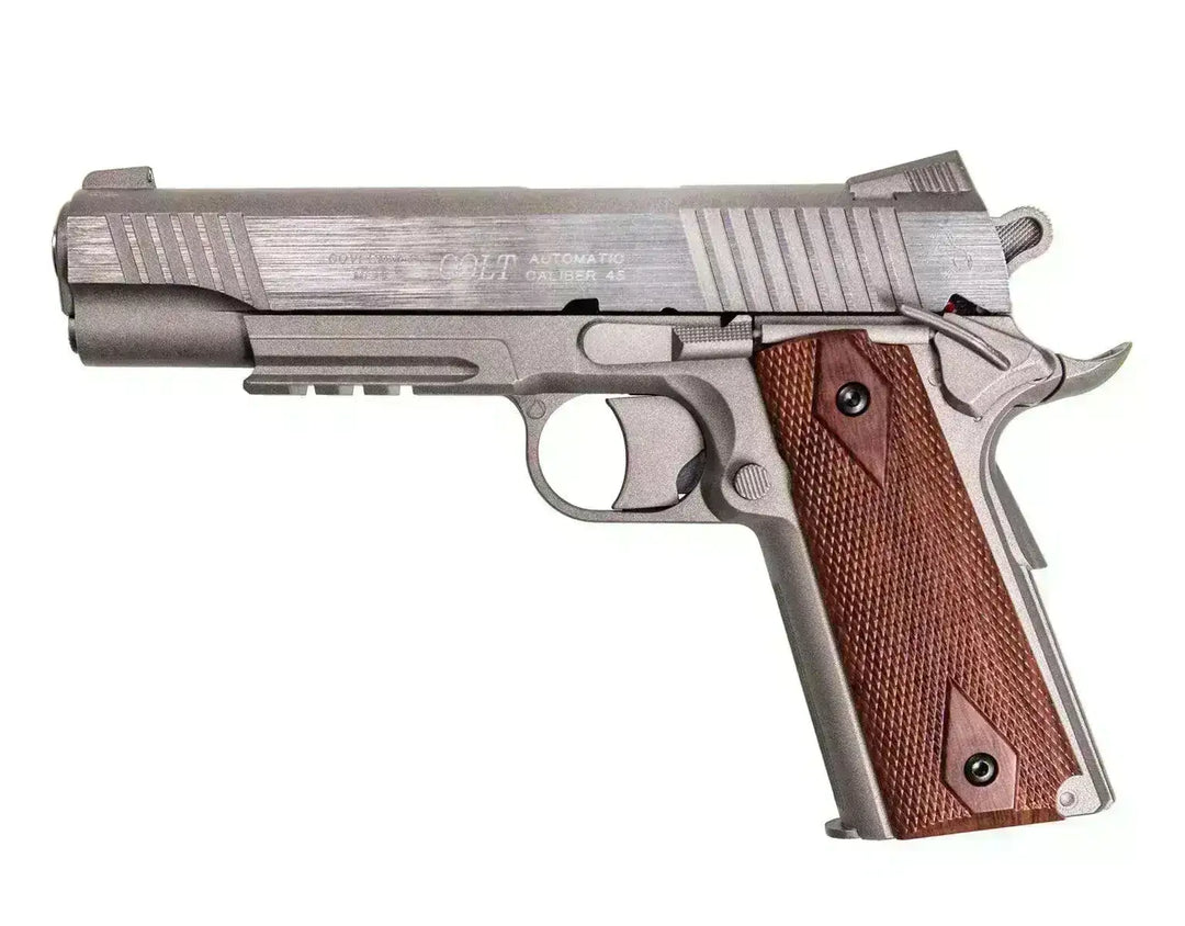 Colt 1911 Rail - Co2 drevet Softgun uten Blowback - Sølv - Game-On.no