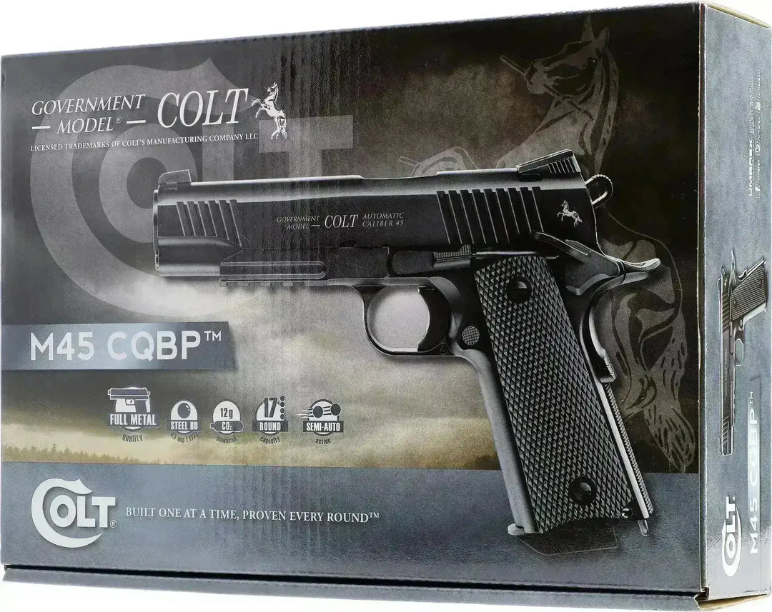 Colt M45 CQBP CO₂ Luftpistol Sort 4.5mm – Blowback og fullmetall - Game-On.no