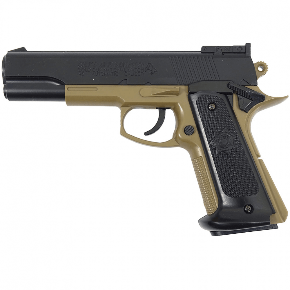 Colt MK IV - Fjærdrevet Softgunpistol - Svart/Tan - Game-On.no