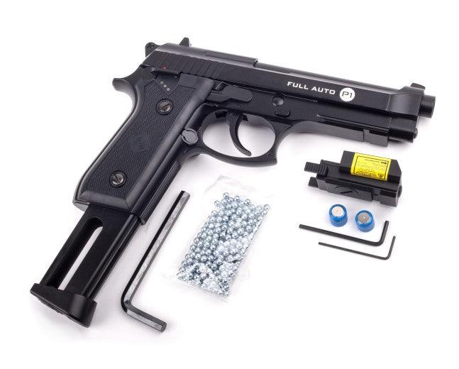 Crosman P1 Luft Pistol CO2 - 4.5mm BB Semi/Fullauto med Laser - Game-On.no