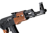 Cyma CM028S AKS47 Elektrisk Softgun m/Foldekolbe - Sort/Brun - detalj av front og frontsikte