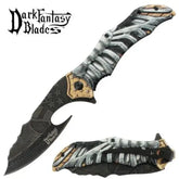 Dark Fantasy Foldekniv – Skelleton Design Med Stonewash Blad - Game-On.no