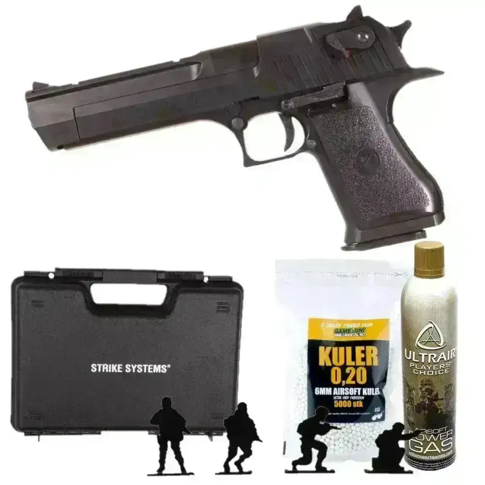 Desert Eagle .50AE Gassdrevet Airsoft Pistol Svart - PAKKE - Game-On.no