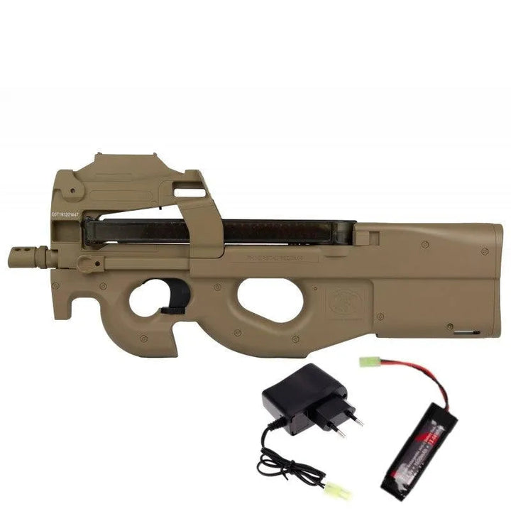 FN P90 Elektrisk Airsoftrifle med Rødpunktsikte(PAKKE) - TAN