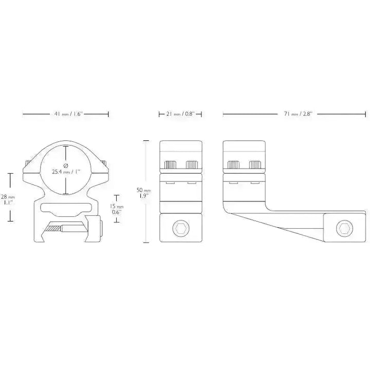 Hawke - Reach Forward Montasjeringer Høy Ø25 - 21mm - Game-On.no