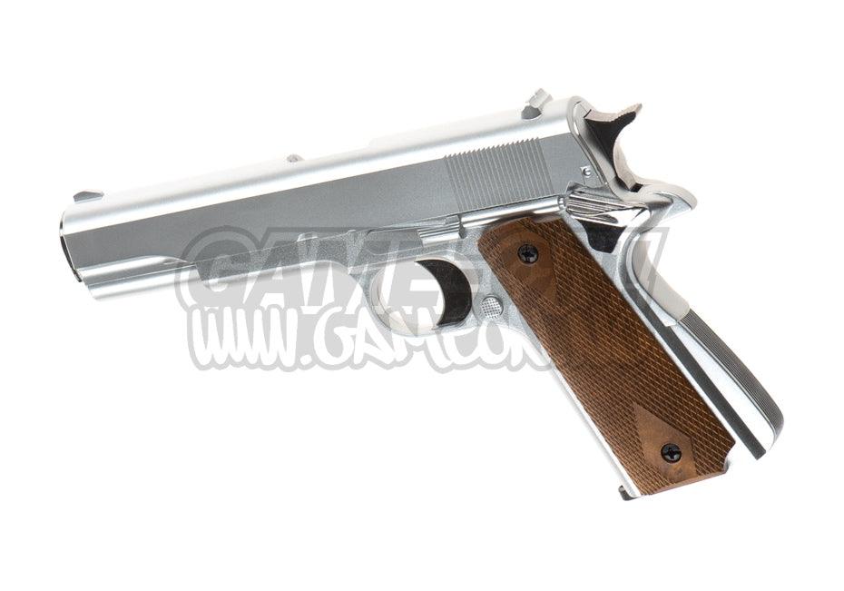 HFC - M1911 Gassdrevet Softgun Pistol uten Blowback - Sølv - Game-On.no