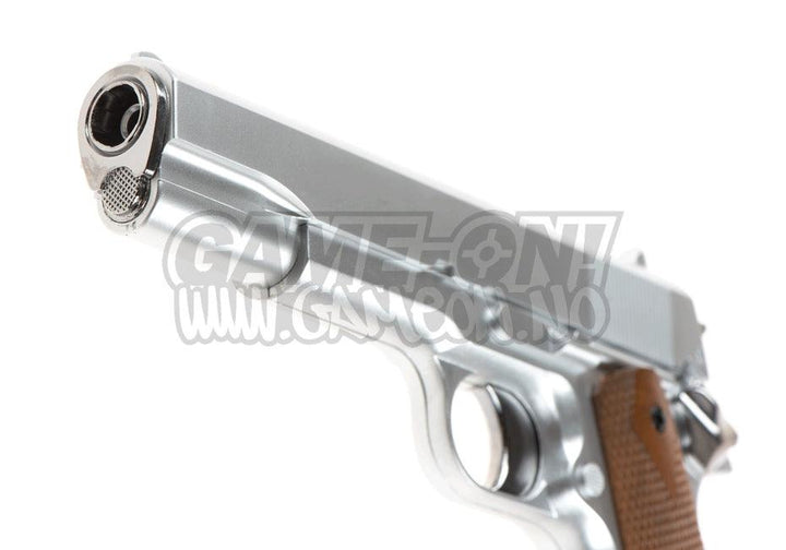 HFC - M1911 Gassdrevet Softgun Pistol uten Blowback - Sølv - Game-On.no