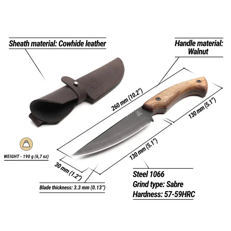 HGK6 Turkniv - Jaktkniv laget av Karbonstål og Valnøtt - Game-On.no