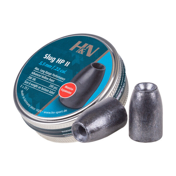 H&N Slug HP II 5,5mm 25gr, boks og slugs