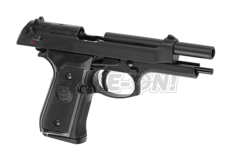 LS - M9 Classic Gass Softgun med Blowback - Svart - Game-On.no