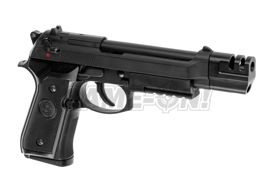 LS - M9 Tactical Gass Softgun med Blowback - Svart - Game-On.no