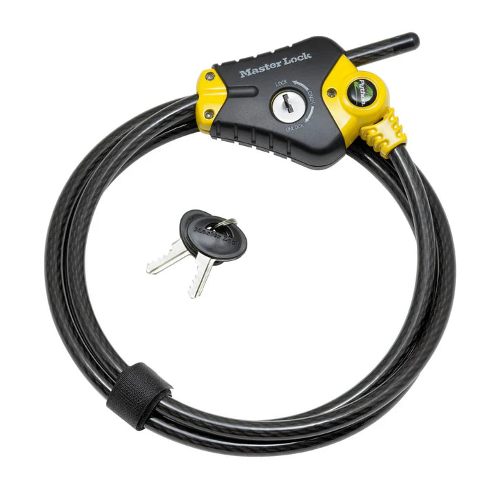 MasterLock - 10mm Justerbar Kabellås med Nøkkel - 4.5m Lang - Game-On.no