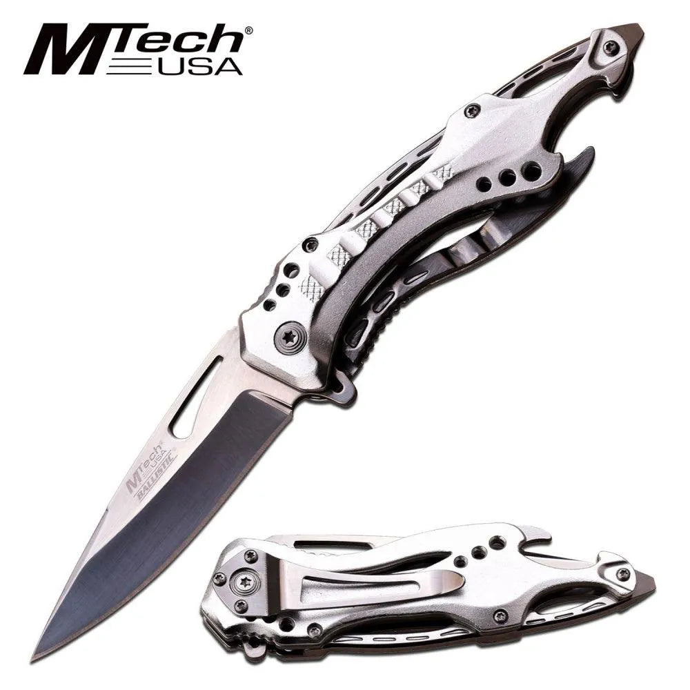 MTech USA - Tactical Ballistic Foldekniv - Silver - Game-On.no