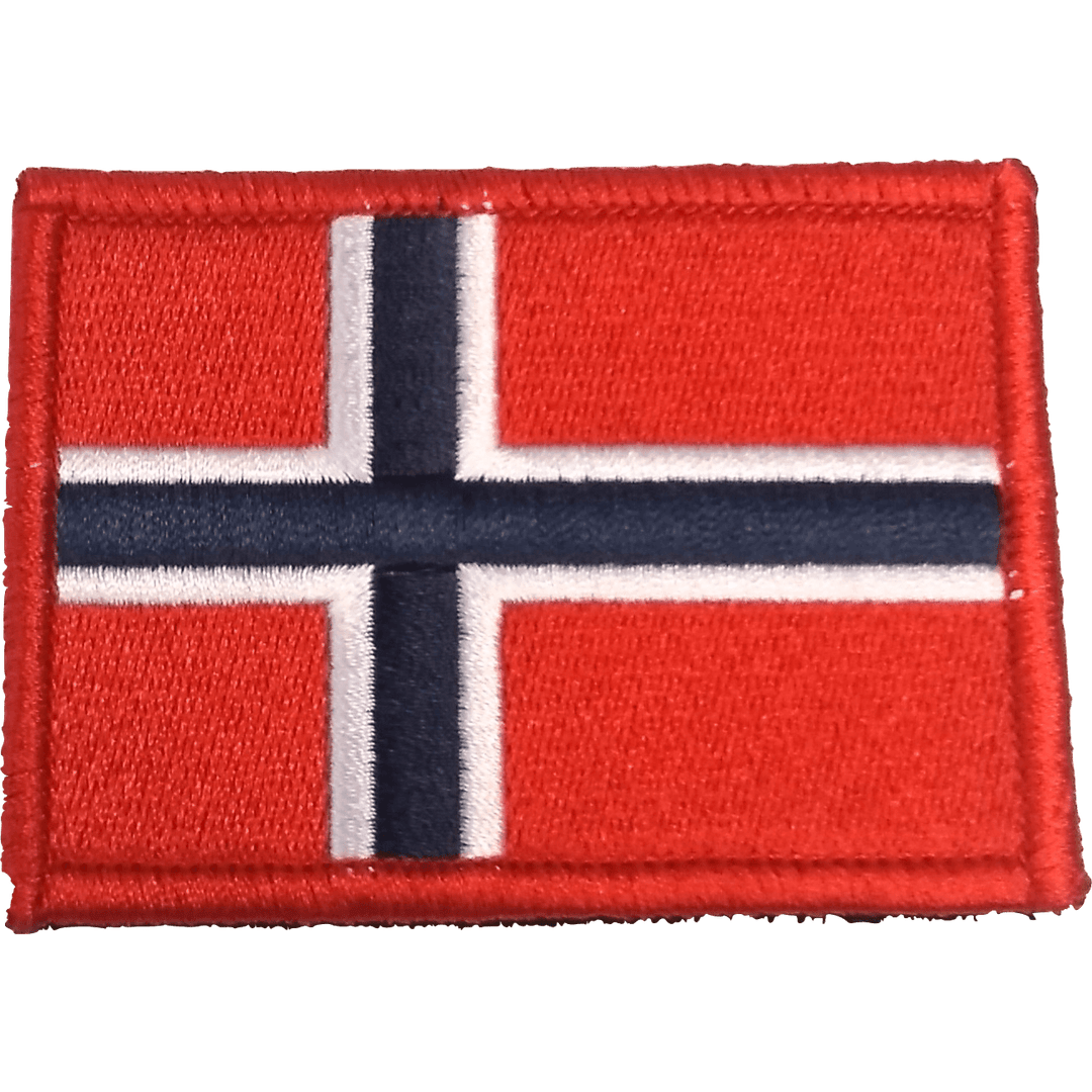 Patch - Brodert Norsk flagg med rød kant - Game-On.no