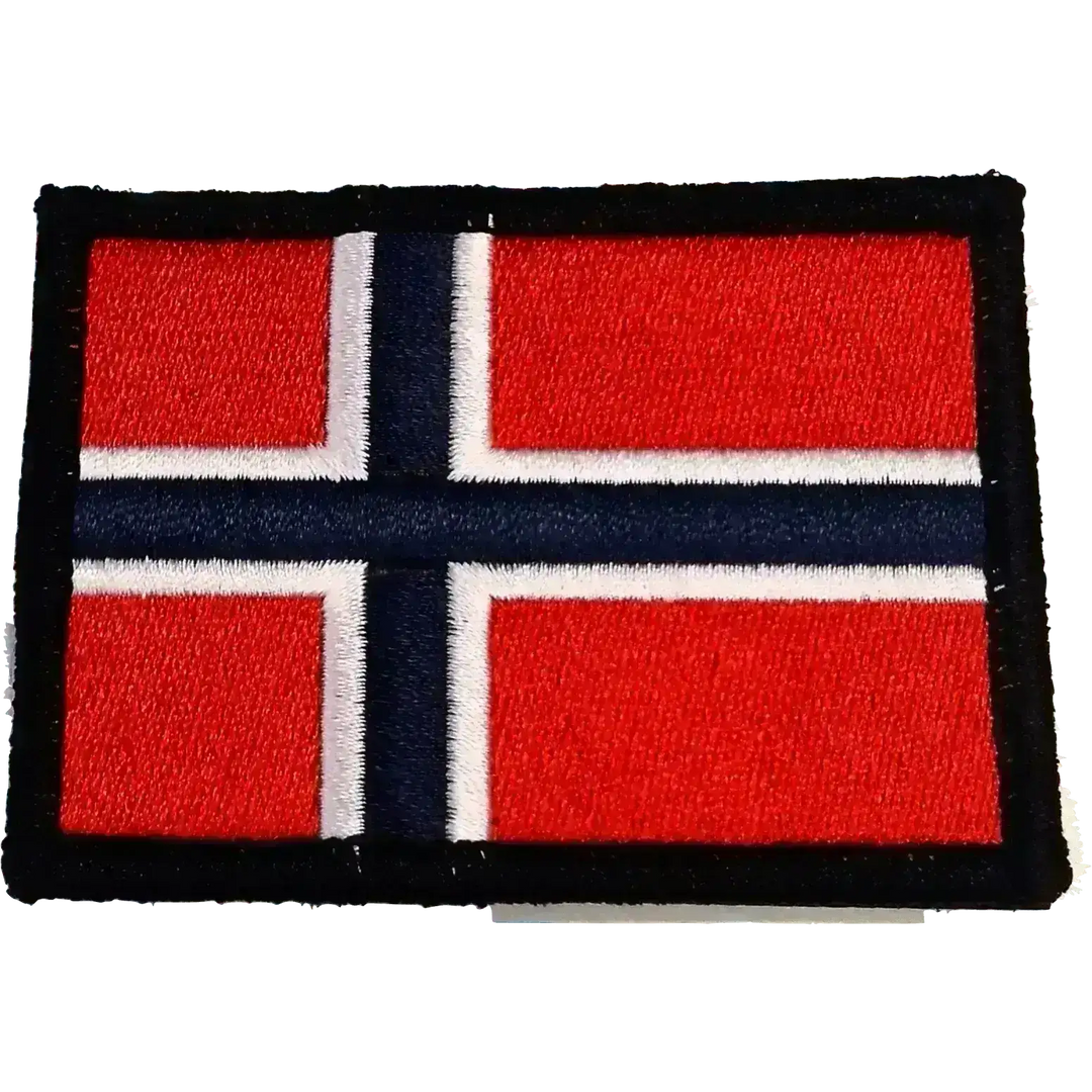 Patch - Brodert Norsk flagg med sort kant - Game-On.no