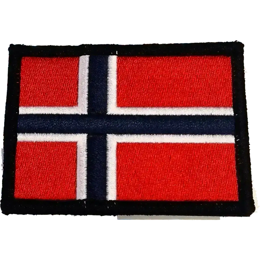 Patch - Brodert Norsk flagg med sort kant - Game-On.no