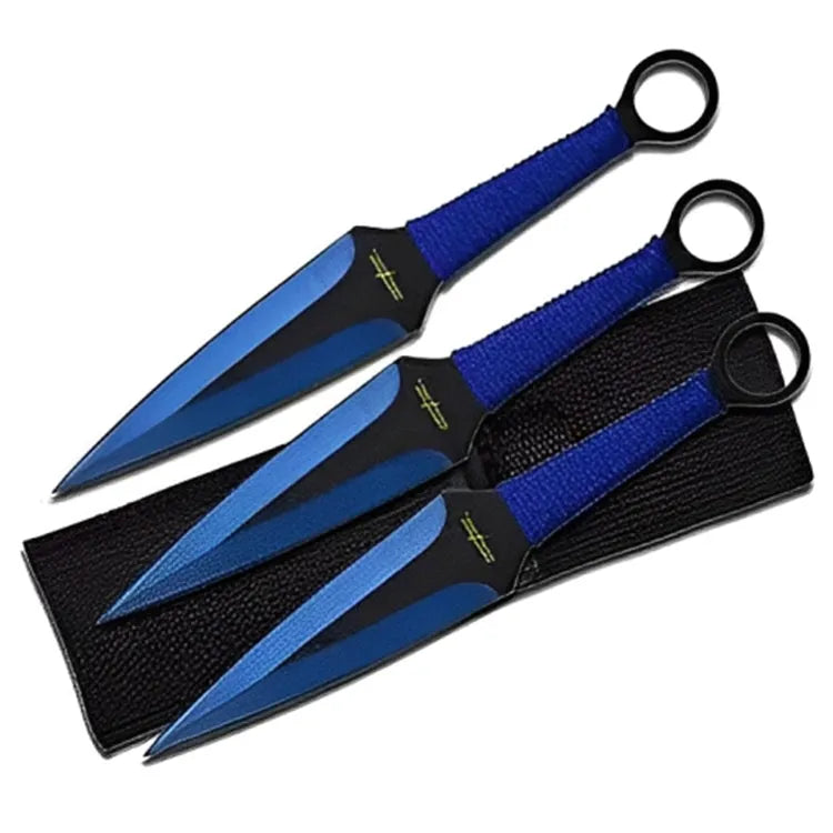 Perfect Point Blue Kunai Kasteknivsett - 3stk med Slire - Game-On.no