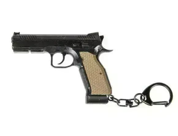 Pistol Nøkkelring CZ-modell - Svart og Tan Minipistol - Game-On.no