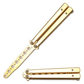 Snake Eye Tactical balisong treningskniv gull, hvit bakgrunn