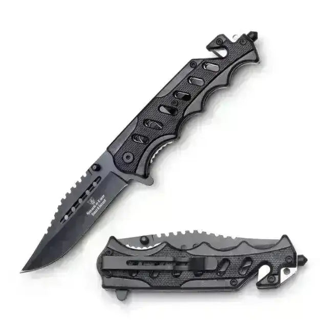 Rescue Style Foldekniv med Ruteknuser og Beltekutter – Game-On.no
