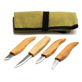 S07 - Treskjæresett med 4stk Kniver og Etui - Game-On.no