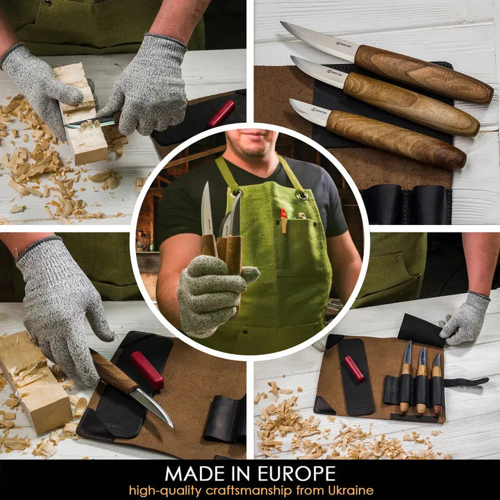 S19X Knivsett med Treskjærekniver og Skjekniv - Etui av Skinn - Game-On.no