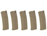 SA - 5stk S-Magasin til M4/M16 Airsoft - 125skudds Mid-Cap - Tan - Game-On.no