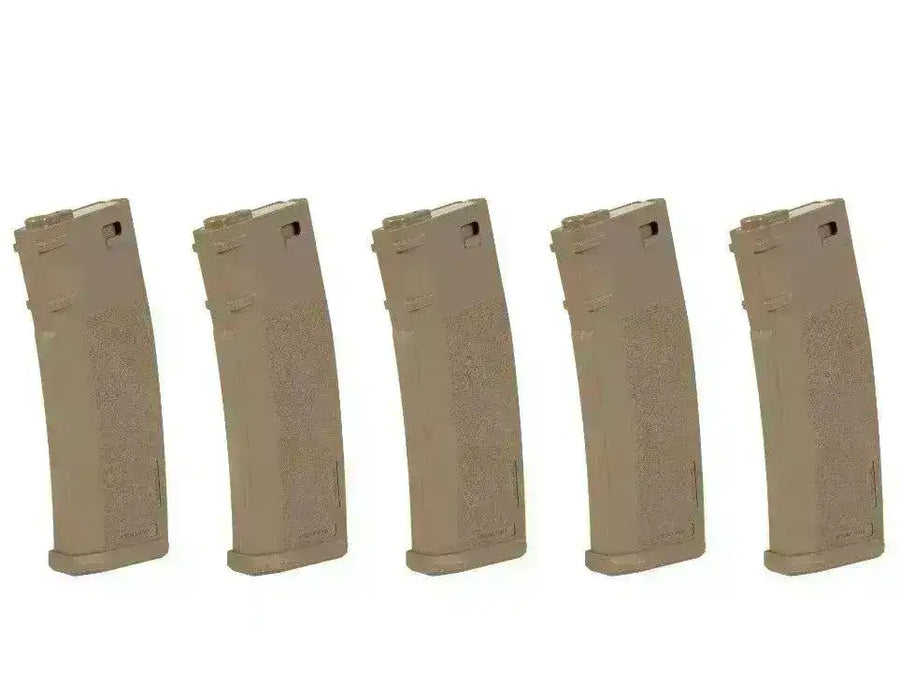 SA - 5stk S-Magasin til M4/M16 Airsoft - 125skudds Mid-Cap - Tan - Game-On.no