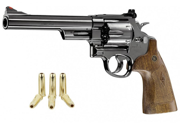 S&W - M29 6.5 CO2 Drevet - 4.5mm PELLETS Revolver - Blå Polert - Game-On.no