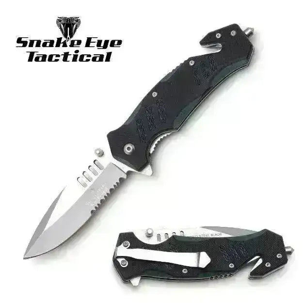 SE - Foldekniv med Beltekutter og Ruteknuser - Svart/Grønn - Game-On.no