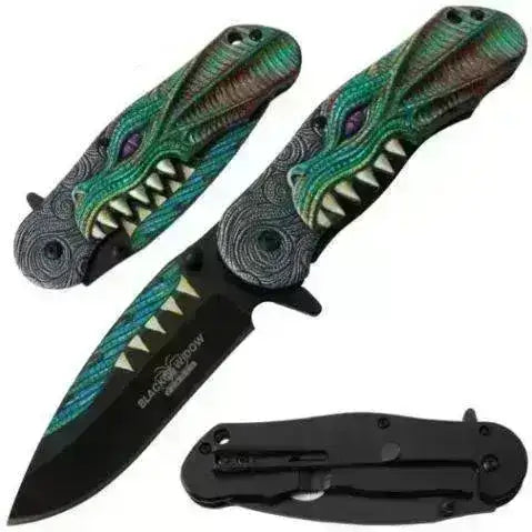 SE - Foldekniv med Dragemotiv - Grønn - Game-On.no