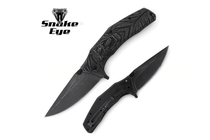 SE - Foldekniv med Svart Tigerdesign - Stonewashed - Game-On.no