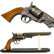 Western Navy Revolver replika antikk messing med displaystativ