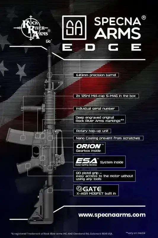 Specna Arms - E03 EDGE 2.0 RRA Elektrisk Softgunrifle - Svart - Game-On.no