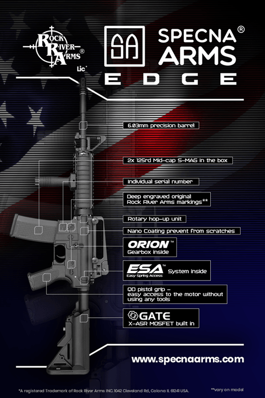 Specna Arms - E03 EDGE 2.0 RRA Elektrisk Softgunrifle - Svart - Game-On.no