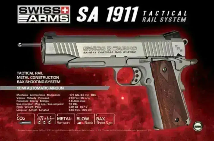 Swiss Arms - 1911 MRP Luftpistol med Blowback - 4.5mm BB - Game-On.no