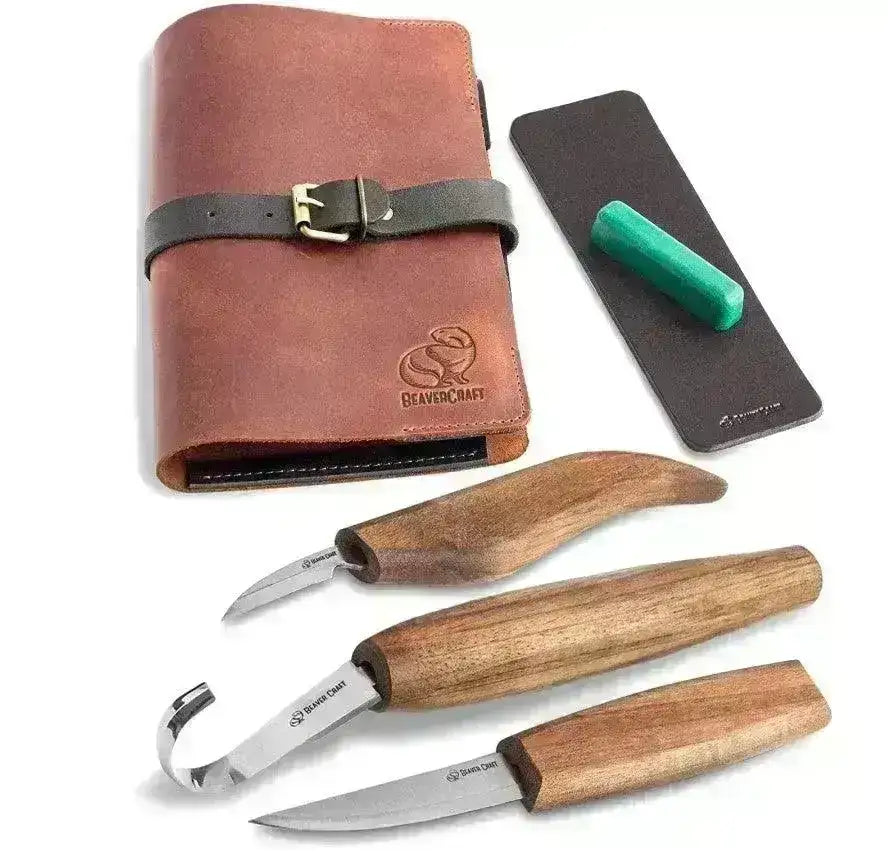 Treskjæresett med Skinnetui - Skjekniv - Game-On.no