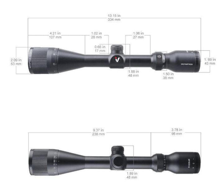 Vector Optics - C4 Kikkertsikte 3-12x40 med Parallax og Solskjer - Game-On.no