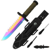 Snake Eye Viper Fang overlevelseskniv med Rainbow TiNite belegg og slire